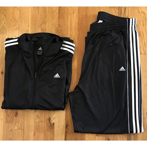 adidas Other - Black Adidas 3 stripe Track Suit Size 2XL Jacket and Pants - New Without Tags